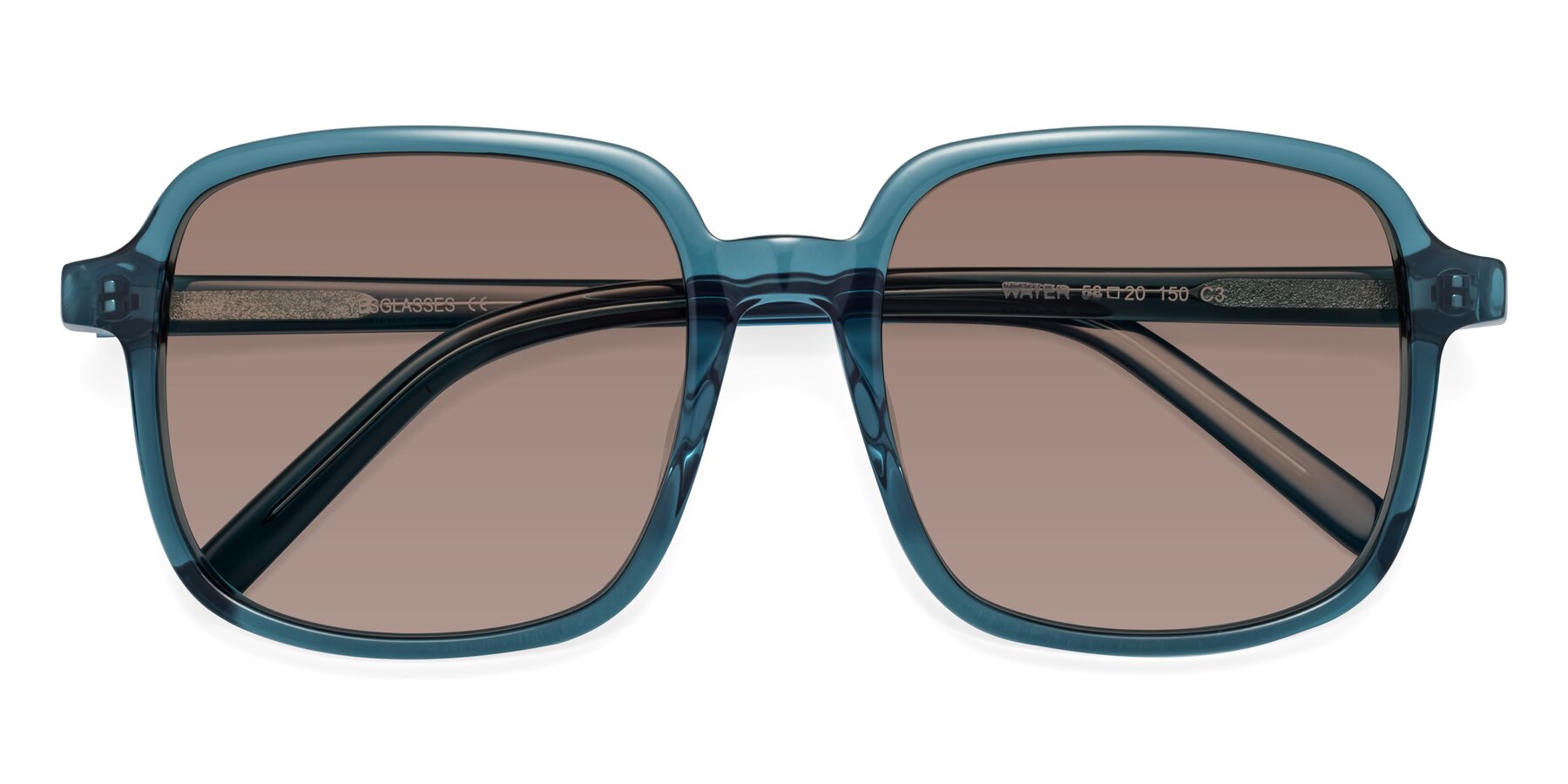 Folded Front of Water in Transparent Cyan with Medium Brown Tinted Lenses