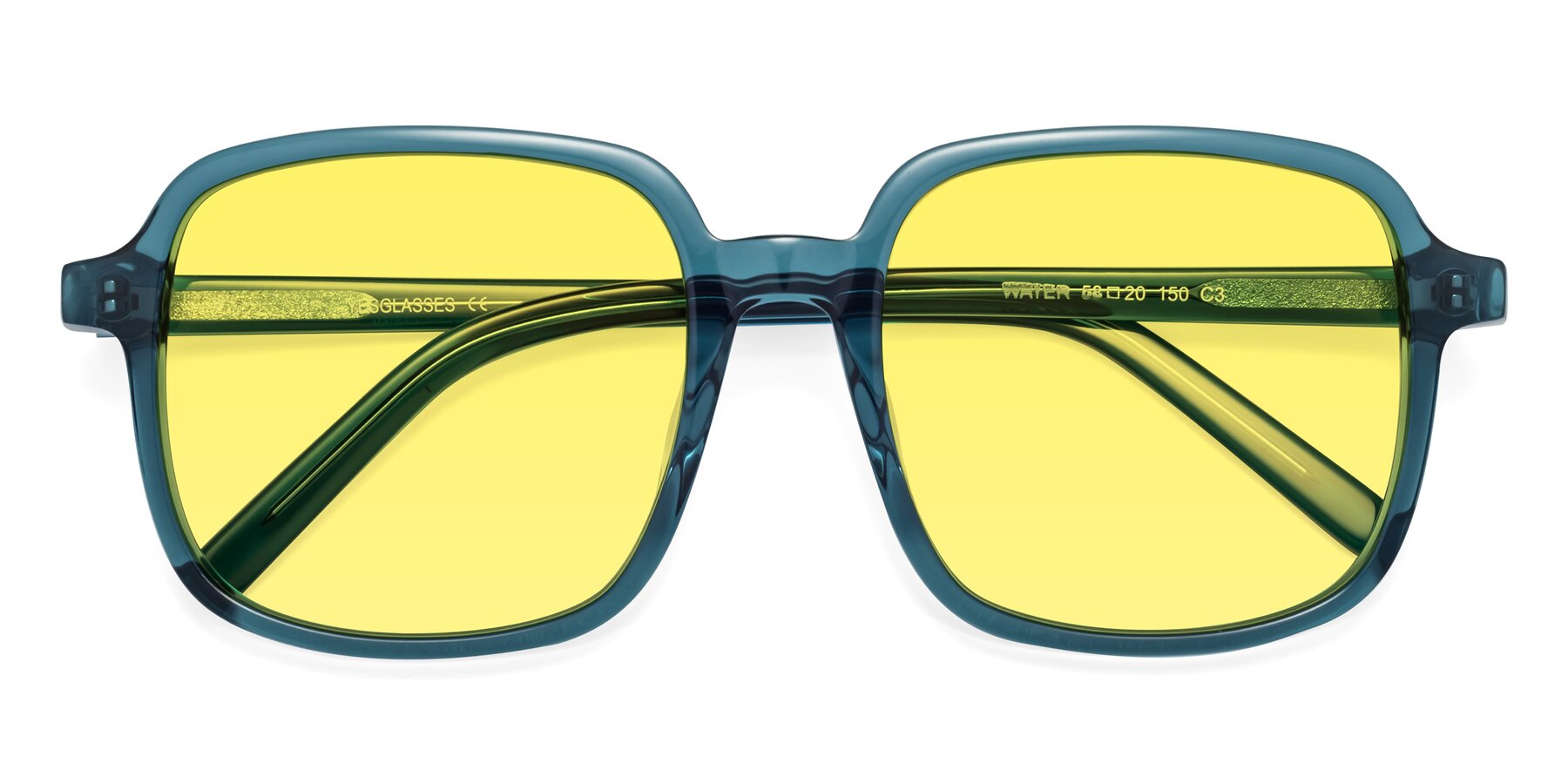 Folded Front of Water in Transparent Cyan with Medium Yellow Tinted Lenses