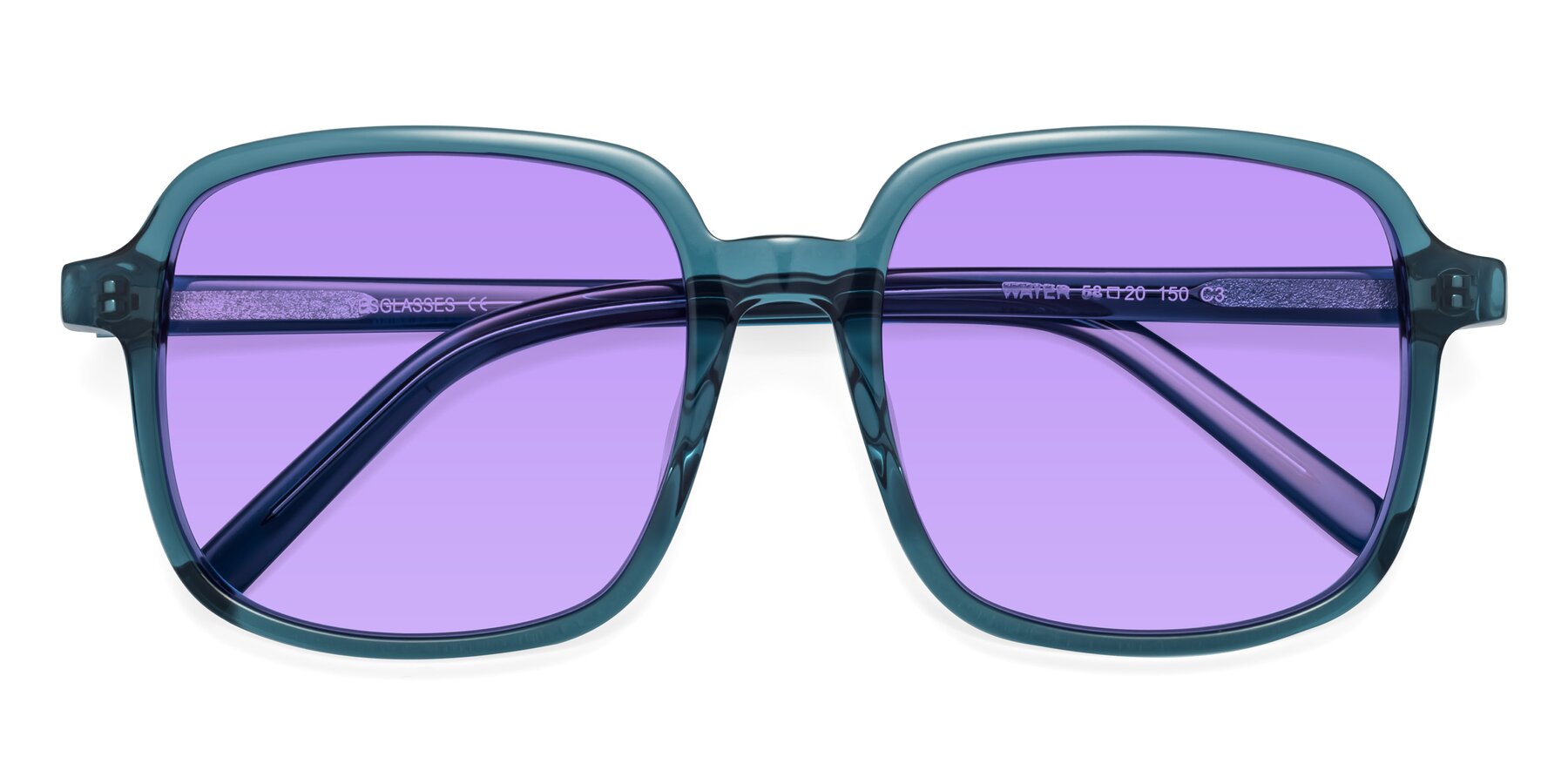 Folded Front of Water in Transparent Cyan with Medium Purple Tinted Lenses