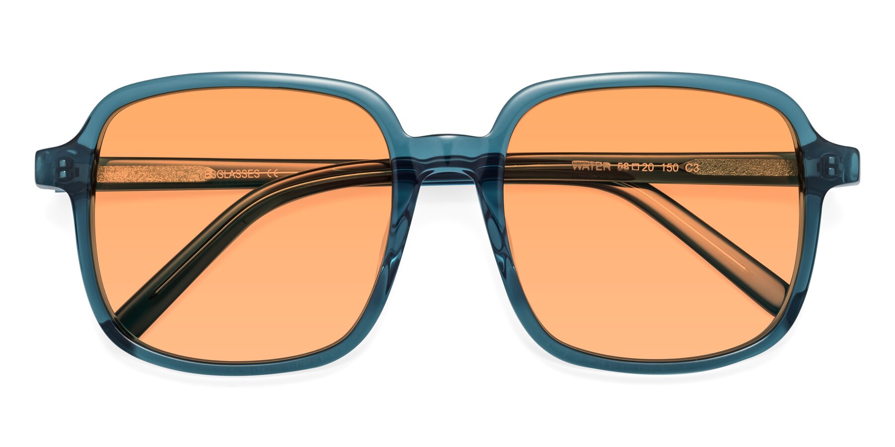 Folded Front of Water in Transparent Cyan with Medium Orange Tinted Lenses