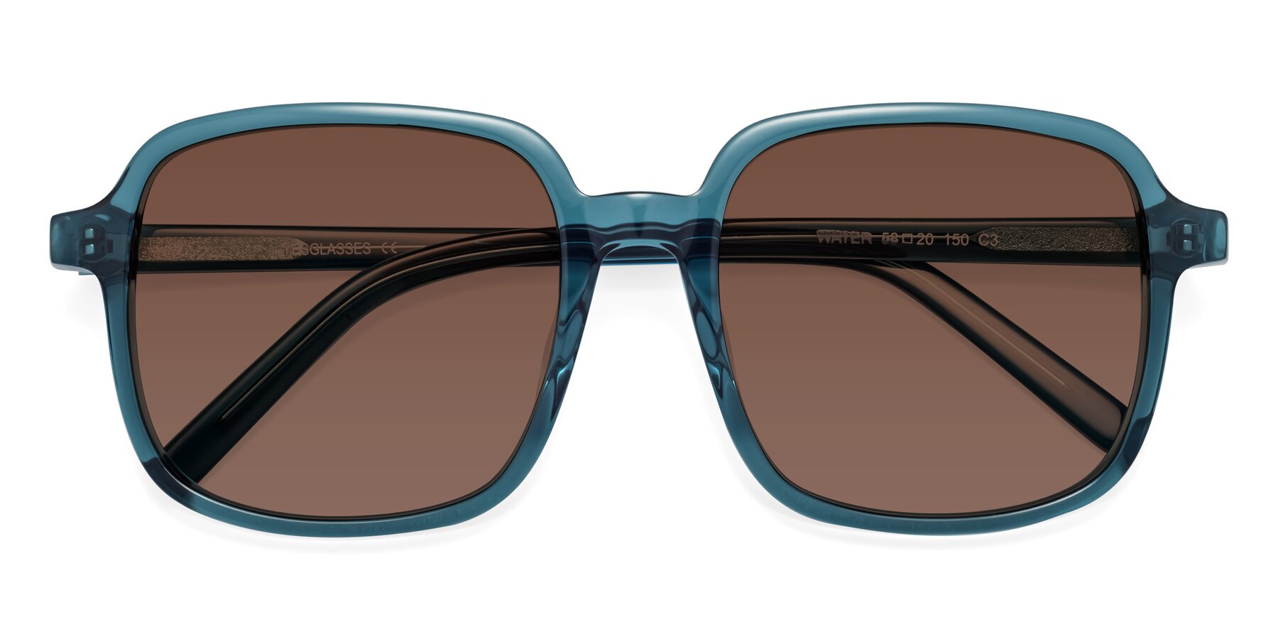 Folded Front of Water in Transparent Cyan with Brown Tinted Lenses