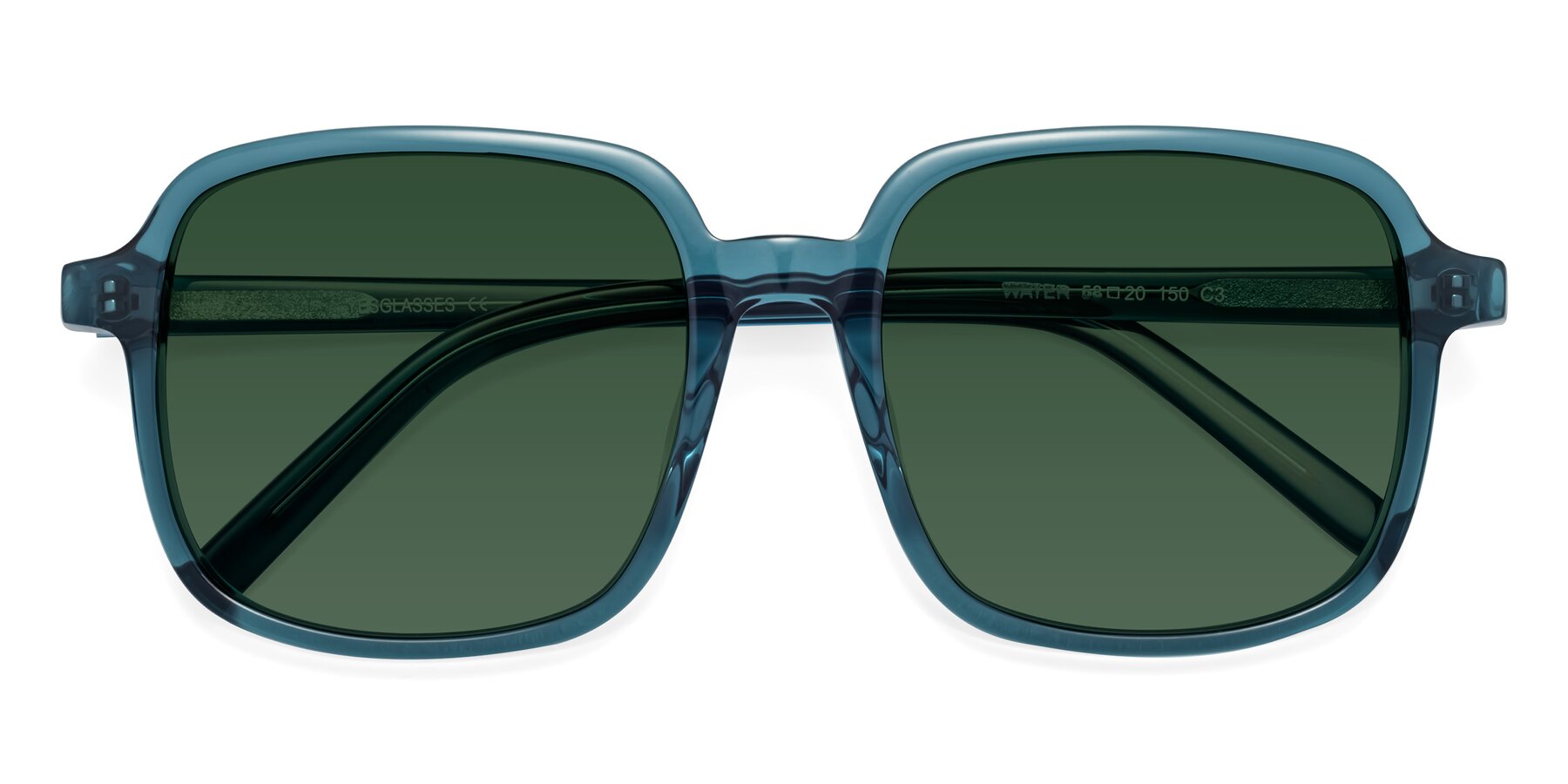 Folded Front of Water in Transparent Cyan with Green Tinted Lenses