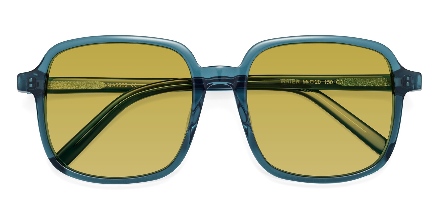 Folded Front of Water in Transparent Cyan with Champagne Tinted Lenses