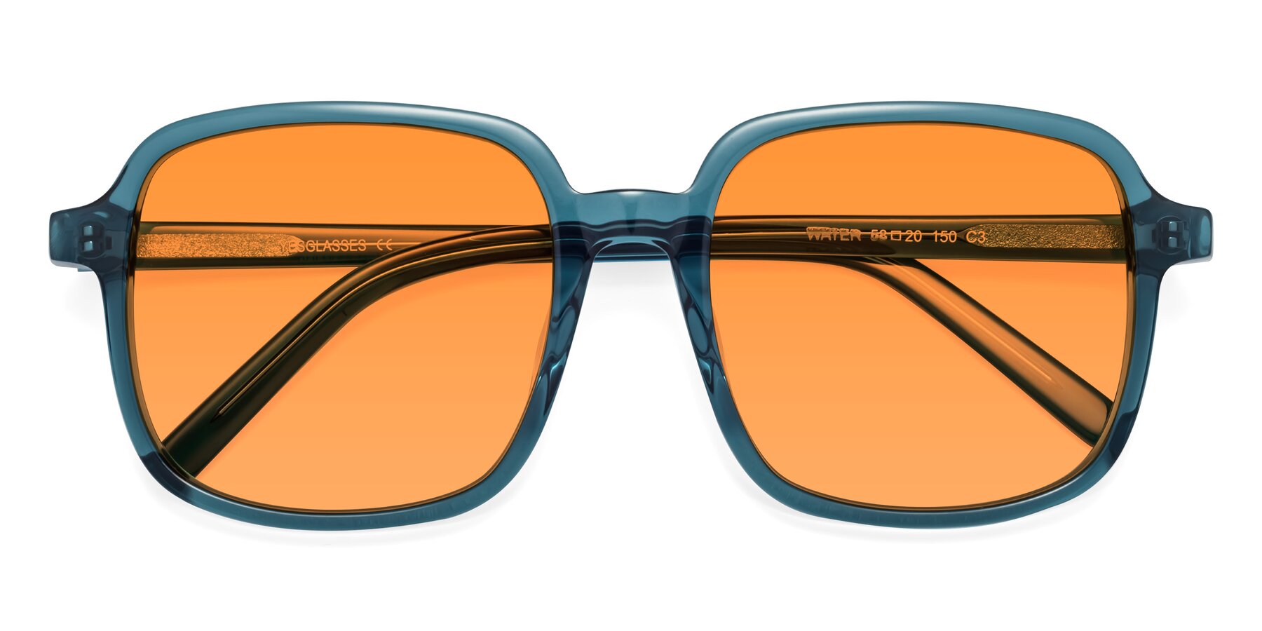 Folded Front of Water in Transparent Cyan with Orange Tinted Lenses