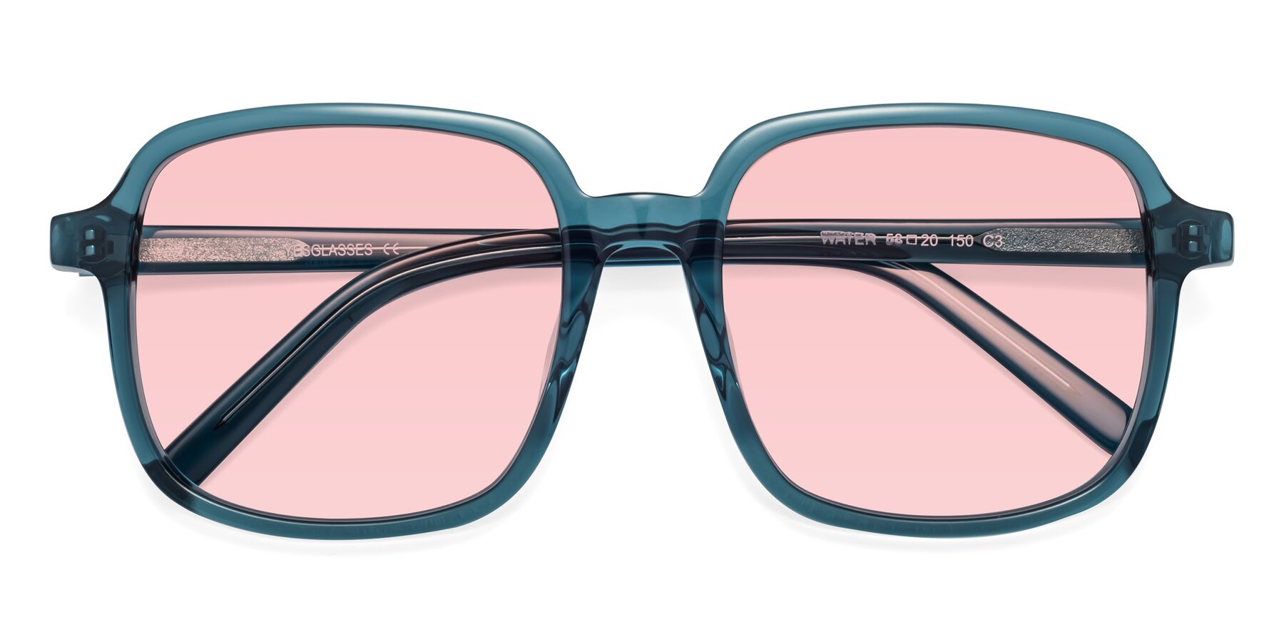 Folded Front of Water in Transparent Cyan with Light Garnet Tinted Lenses