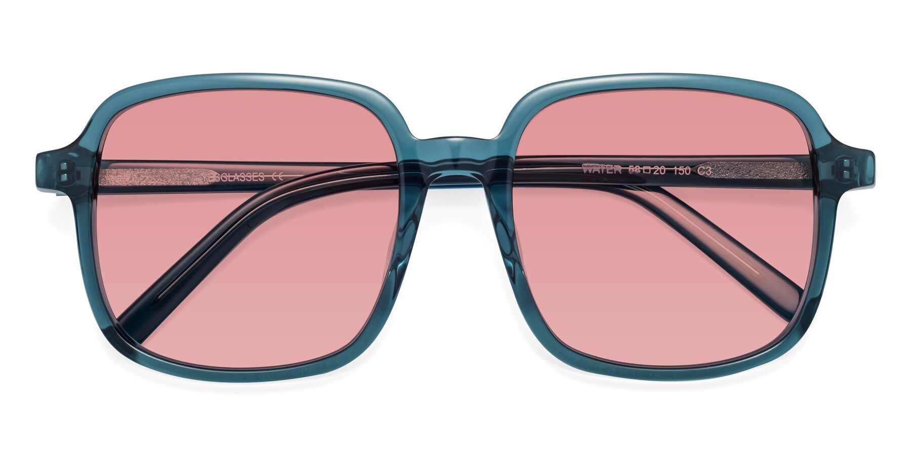 Folded Front of Water in Transparent Cyan with Medium Garnet Tinted Lenses