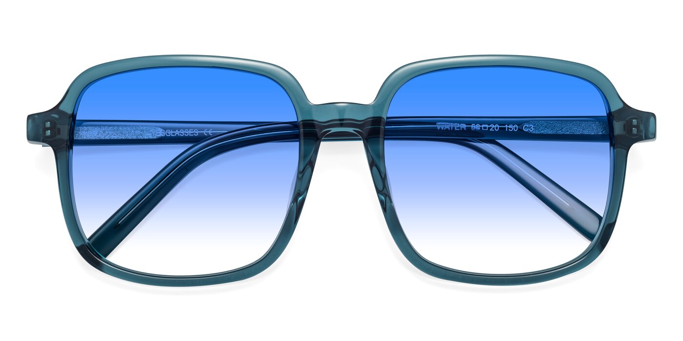 Water - Transparent Cyan Gradient Sunglasses