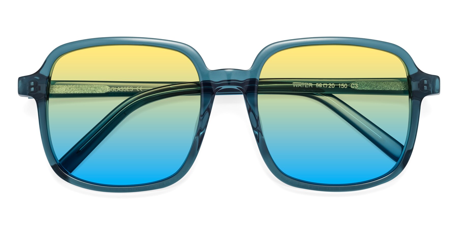 Folded Front of Water in Transparent Cyan with Yellow / Blue Gradient Lenses