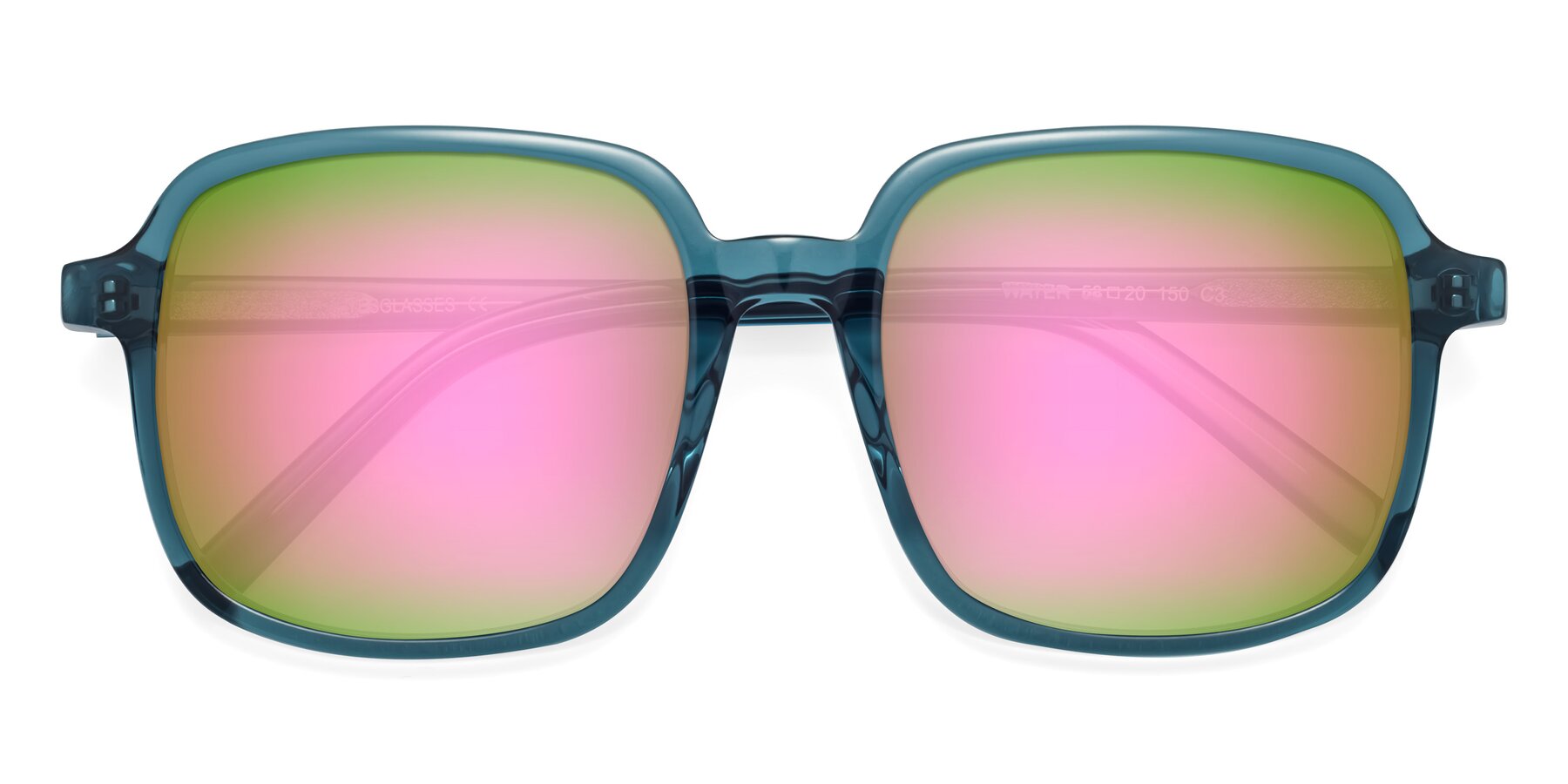 Folded Front of Water in Transparent Cyan with Pink Mirrored Lenses