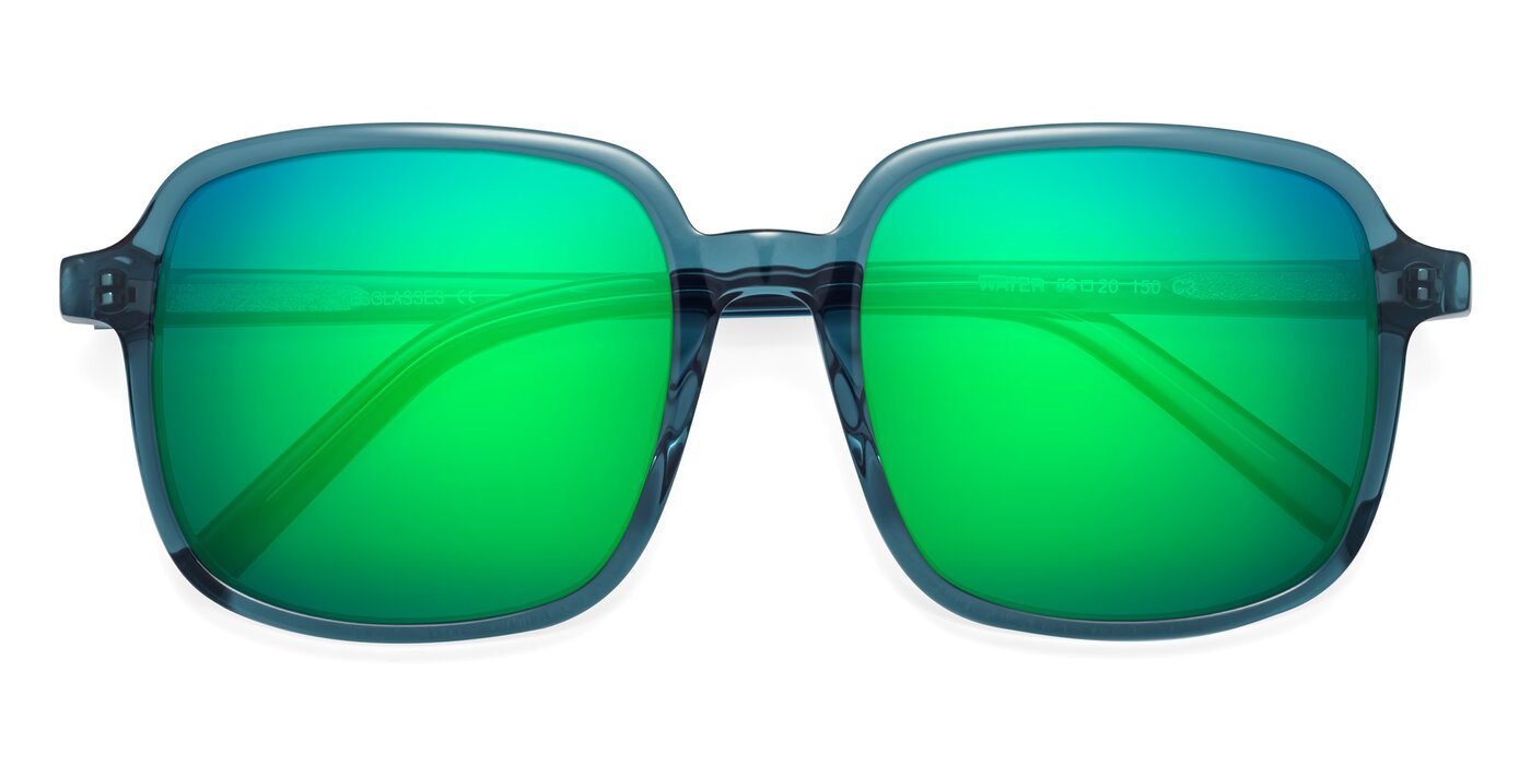 Water - Transparent Cyan Flash Mirrored Sunglasses