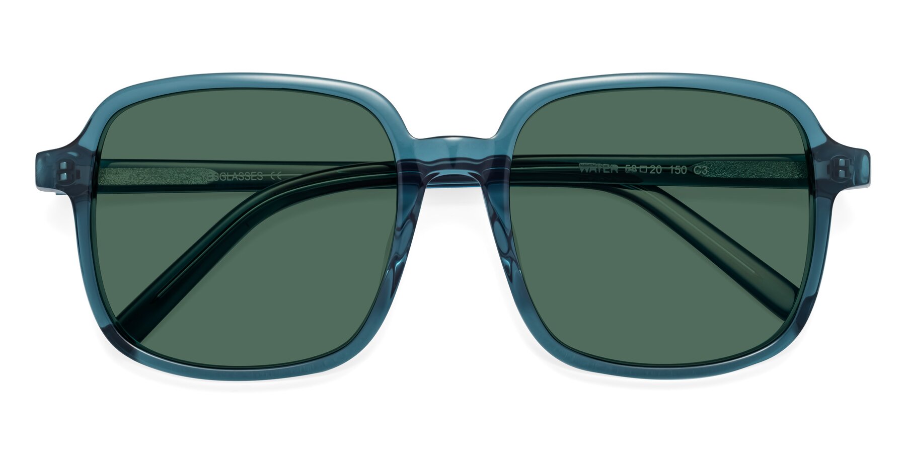 Folded Front of Water in Transparent Cyan with Green Polarized Lenses