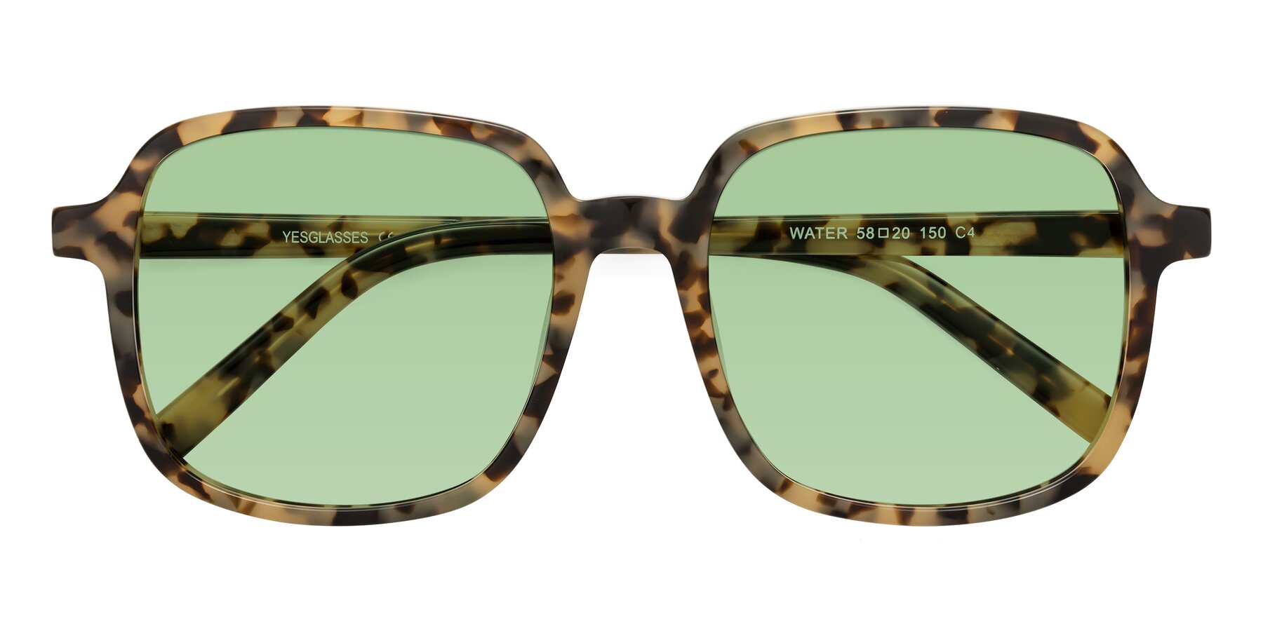 Folded Front of Water in Tortoise with Medium Green Tinted Lenses