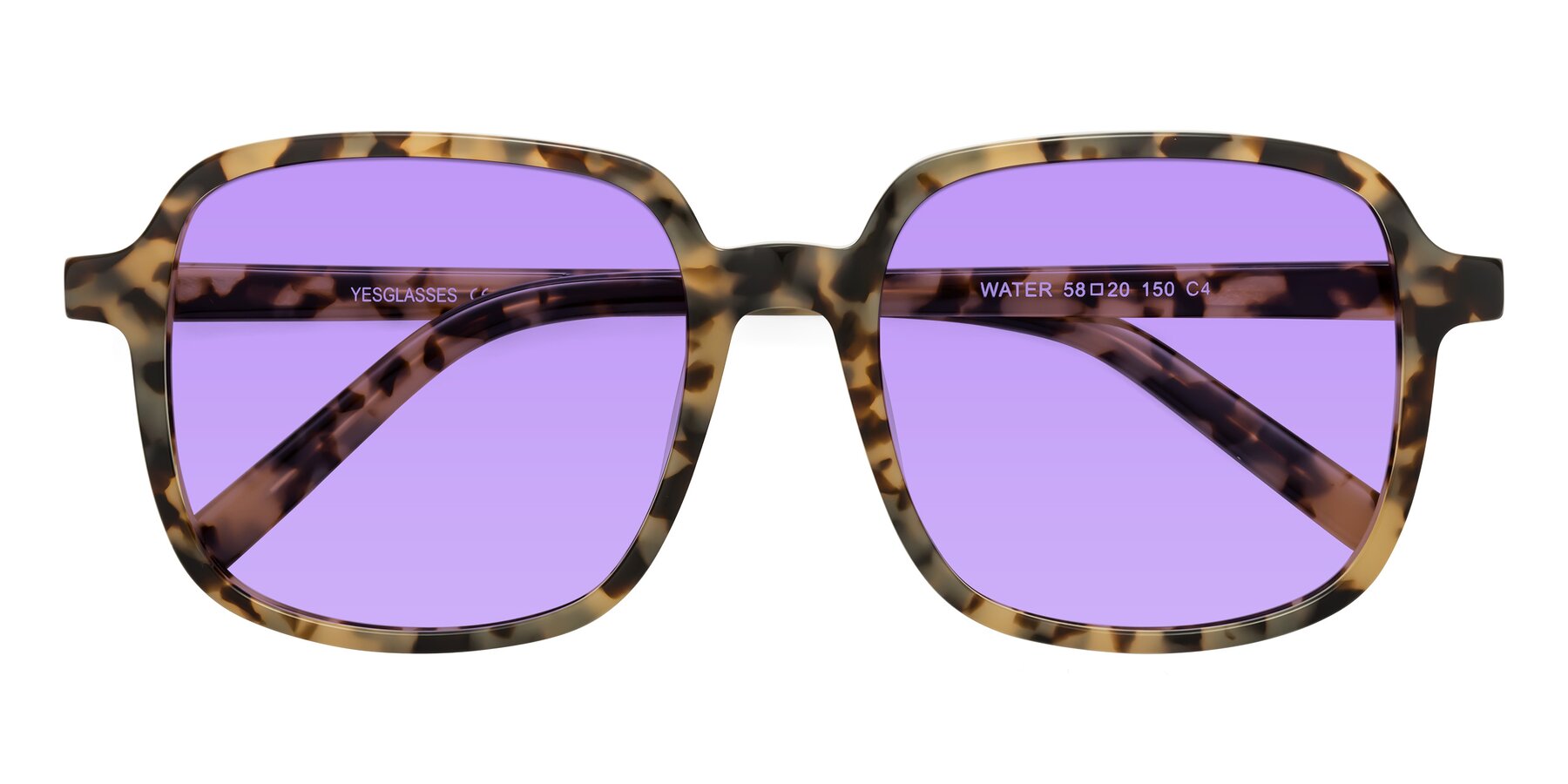 Folded Front of Water in Tortoise with Medium Purple Tinted Lenses