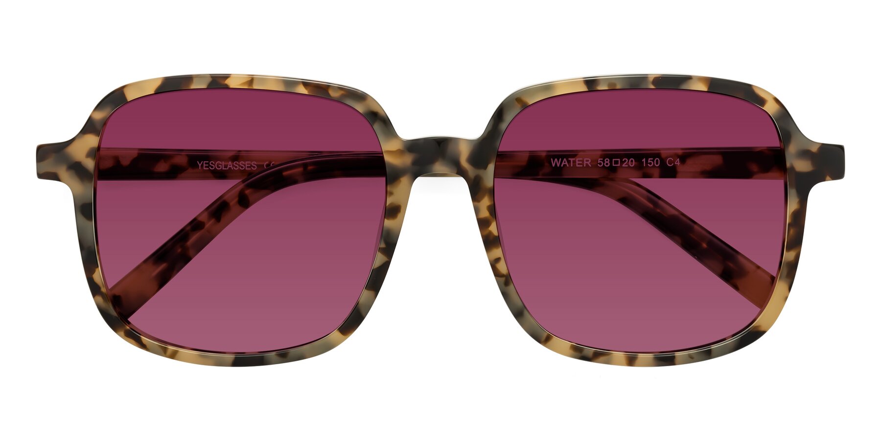 Folded Front of Water in Ivory Tortoise with Wine Tinted Lenses