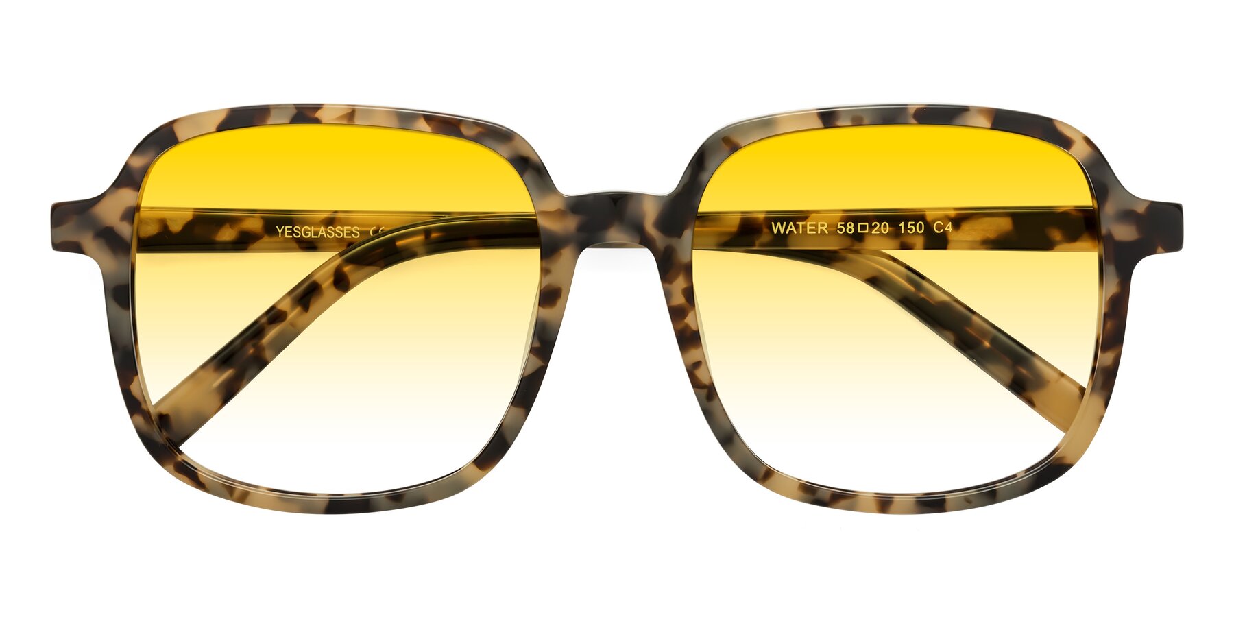 Folded Front of Water in Ivory Tortoise with Yellow Gradient Lenses