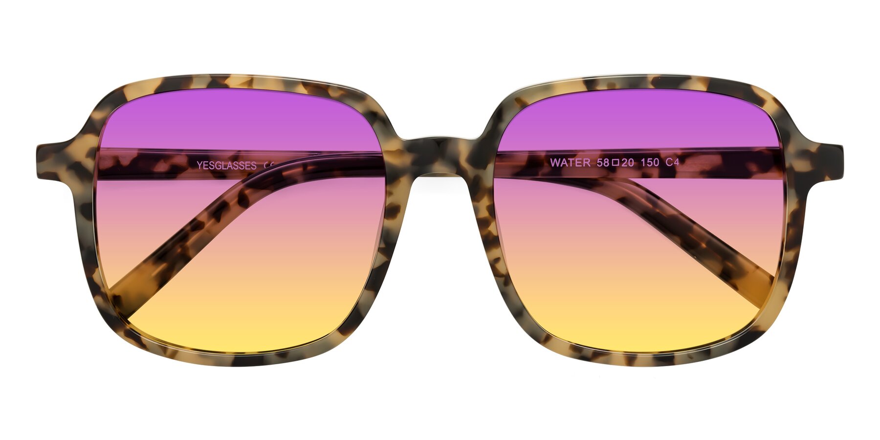Folded Front of Water in Tortoise with Purple / Yellow Gradient Lenses