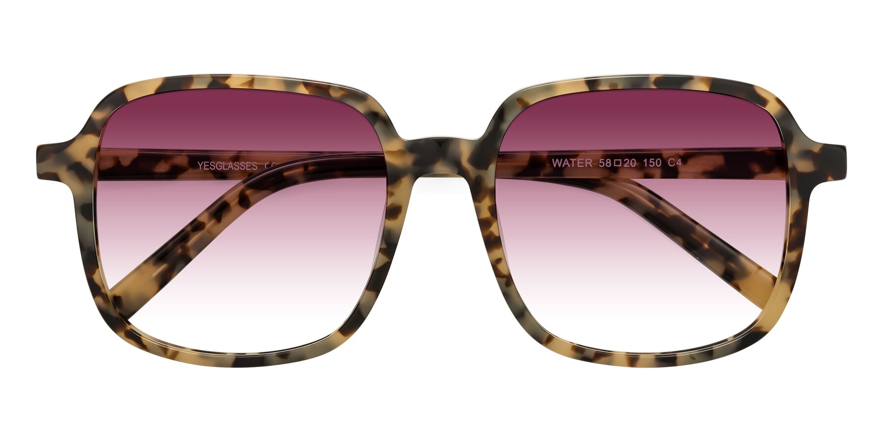 Folded Front of Water in Ivory Tortoise with Wine Gradient Lenses