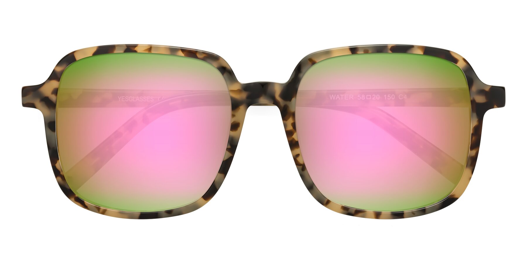 Folded Front of Water in Tortoise with Pink Mirrored Lenses