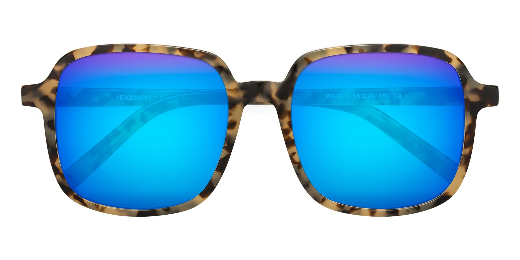 Folded Front of Water in Tortoise with Blue Mirrored Lenses
