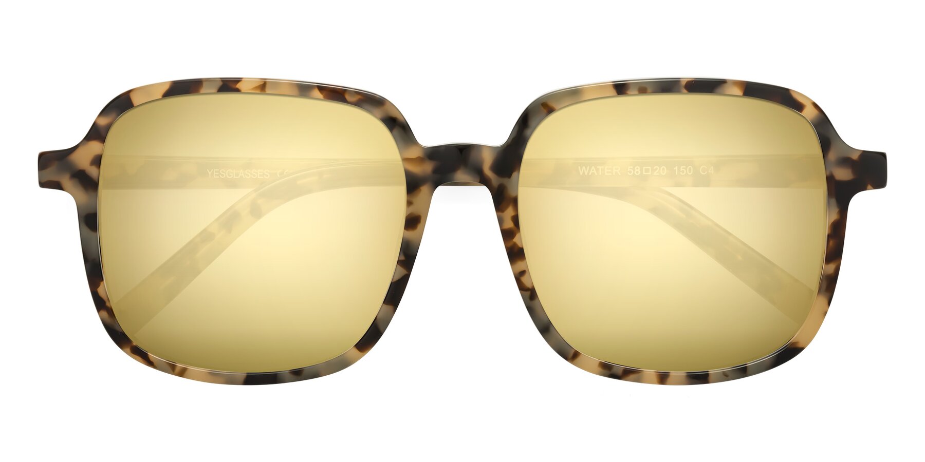 Folded Front of Water in Tortoise with Gold Mirrored Lenses