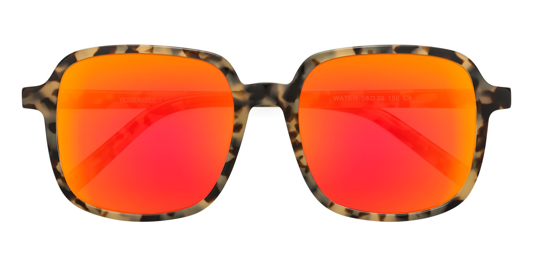Folded Front of Water in Tortoise with Red Gold Mirrored Lenses