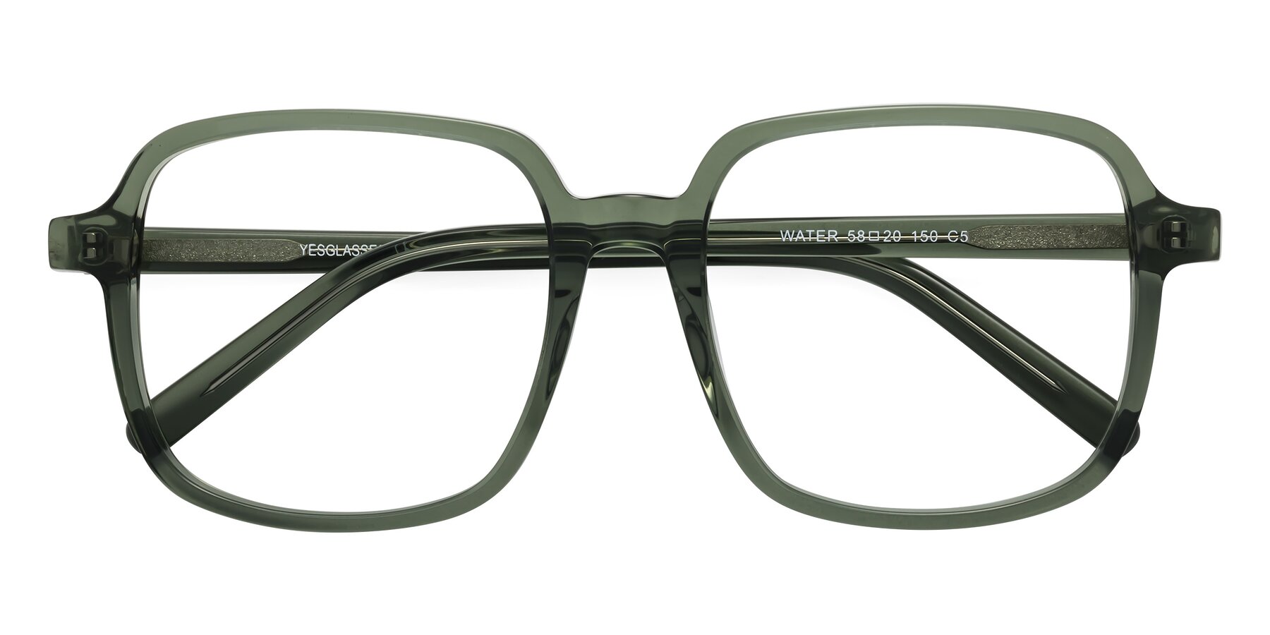 Folded Front of Water in Transparent Green with Clear Reading Eyeglass Lenses