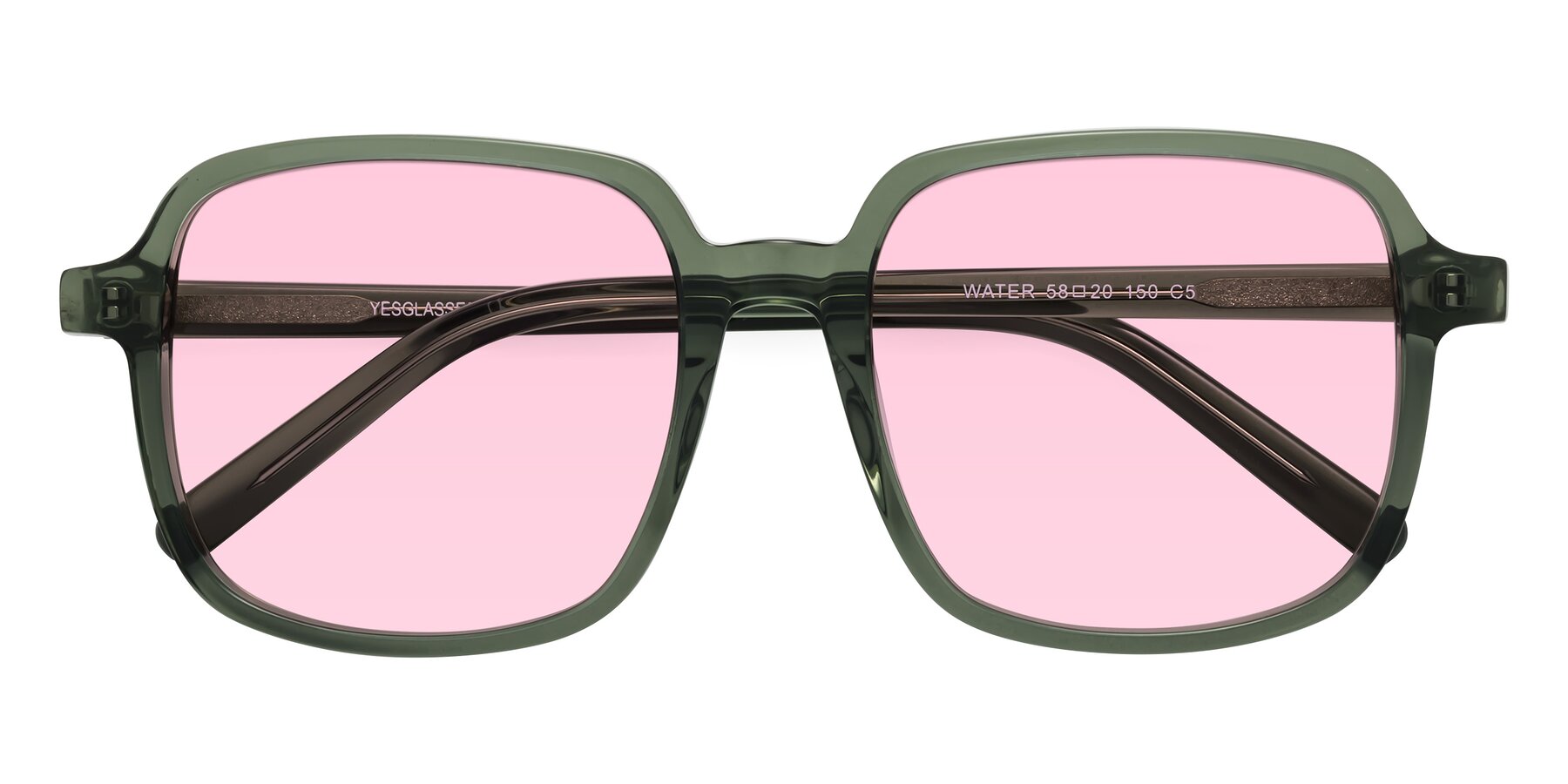 Folded Front of Water in Transparent Green with Light Pink Tinted Lenses