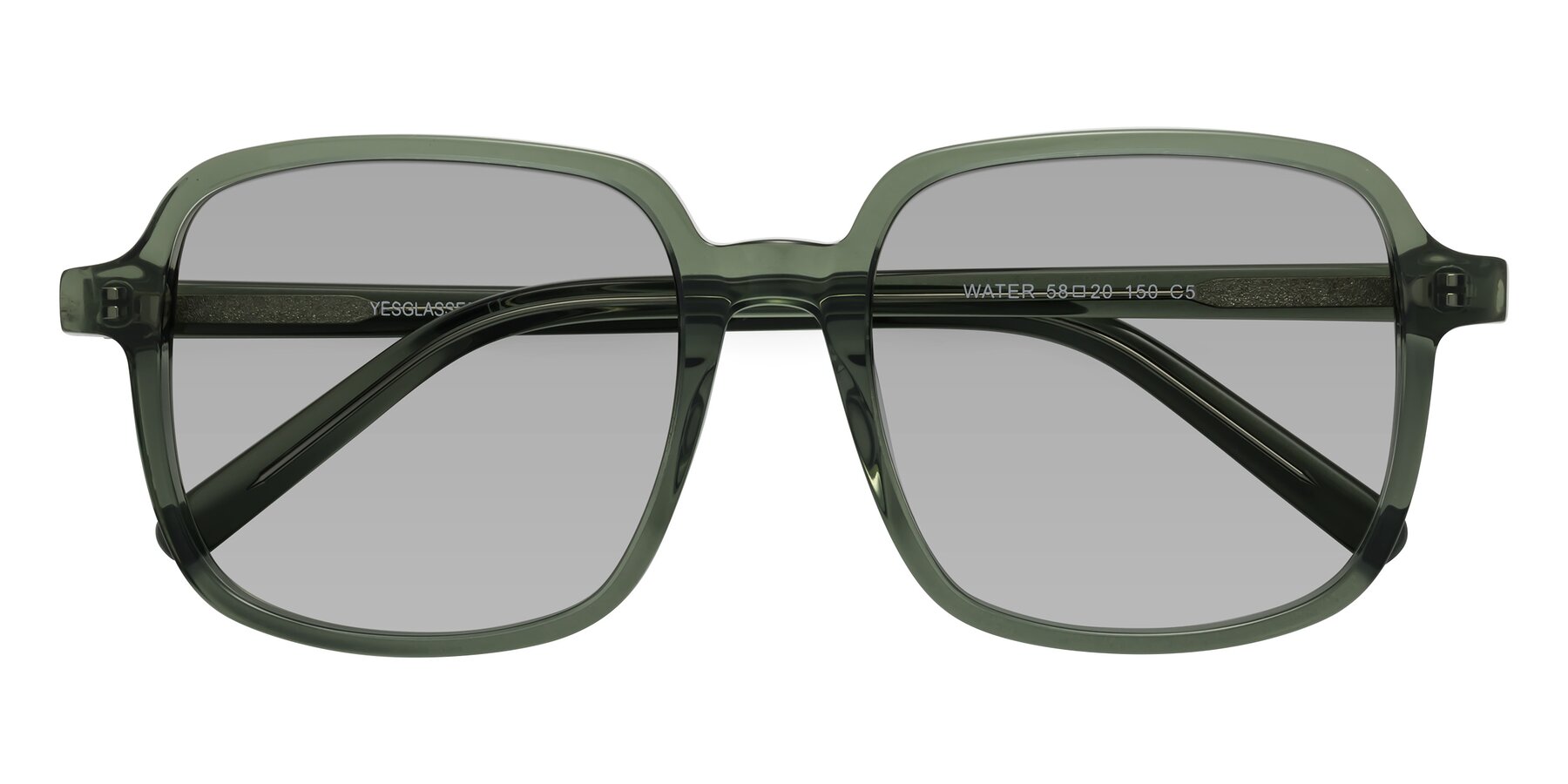 Folded Front of Water in Transparent Green with Light Gray Tinted Lenses