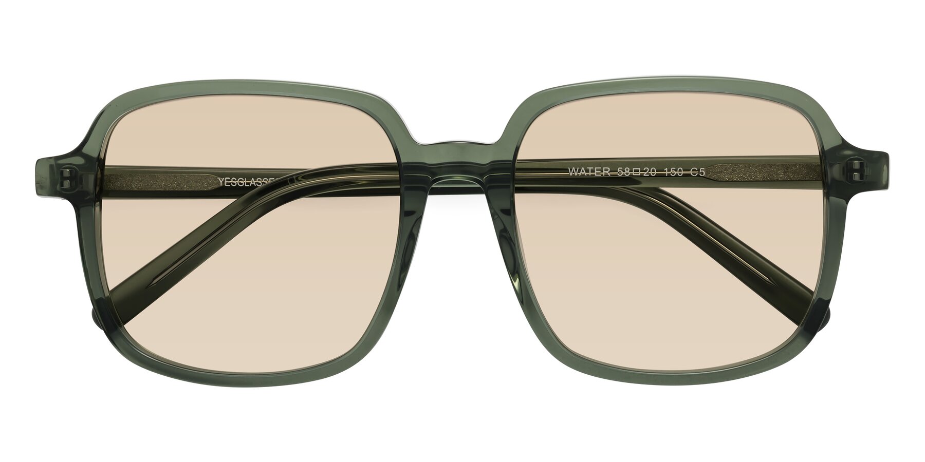 Folded Front of Water in Transparent Green with Light Brown Tinted Lenses