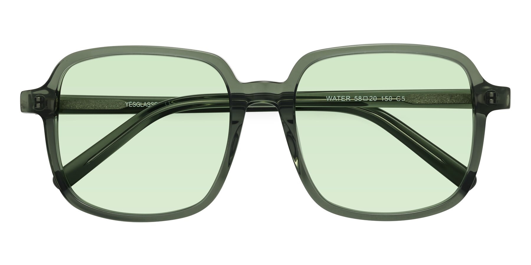 Folded Front of Water in Transparent Green with Light Green Tinted Lenses