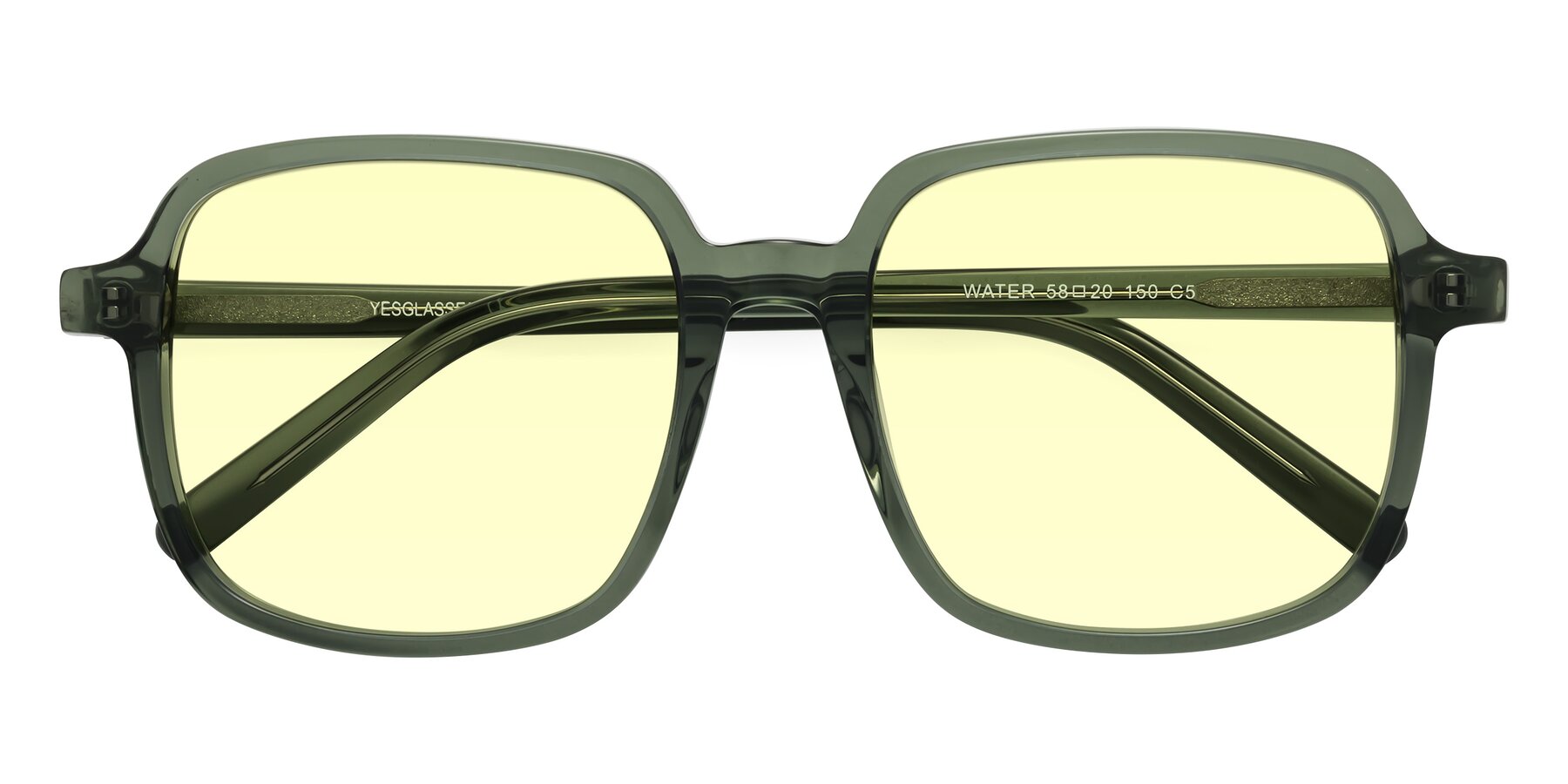 Folded Front of Water in Transparent Green with Light Yellow Tinted Lenses