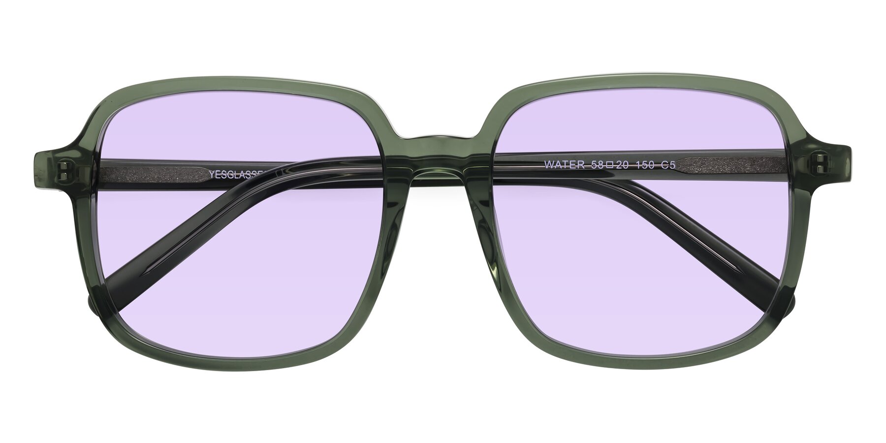 Folded Front of Water in Transparent Green with Light Purple Tinted Lenses