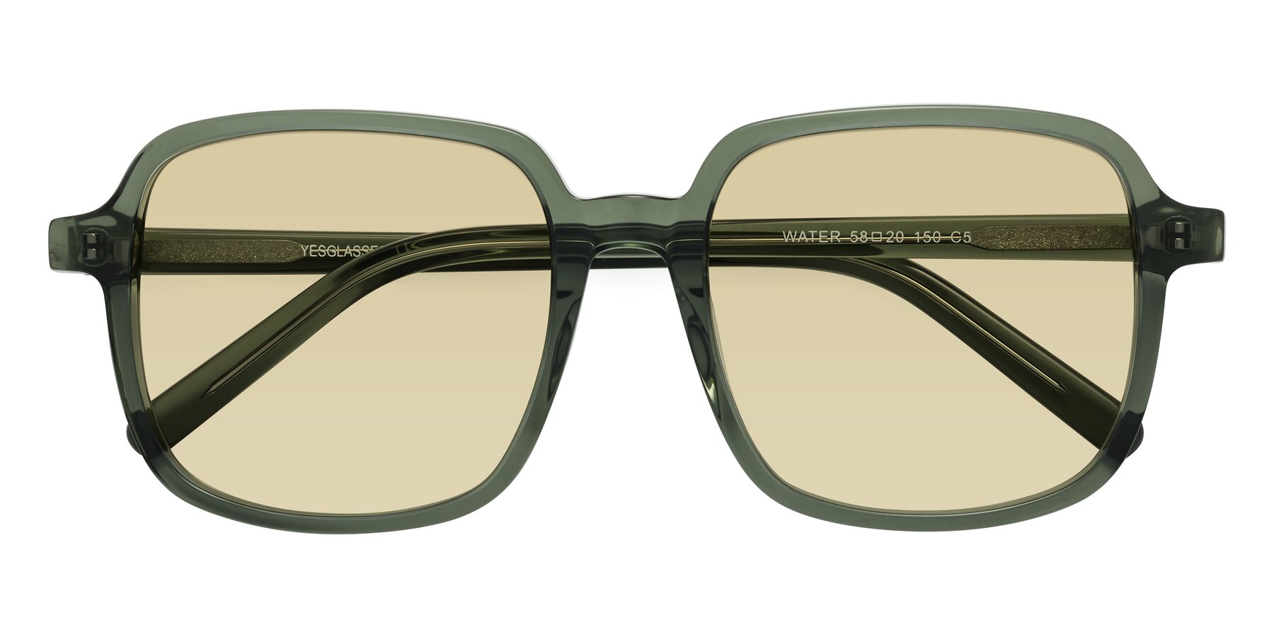 Folded Front of Water in Transparent Green with Light Champagne Tinted Lenses