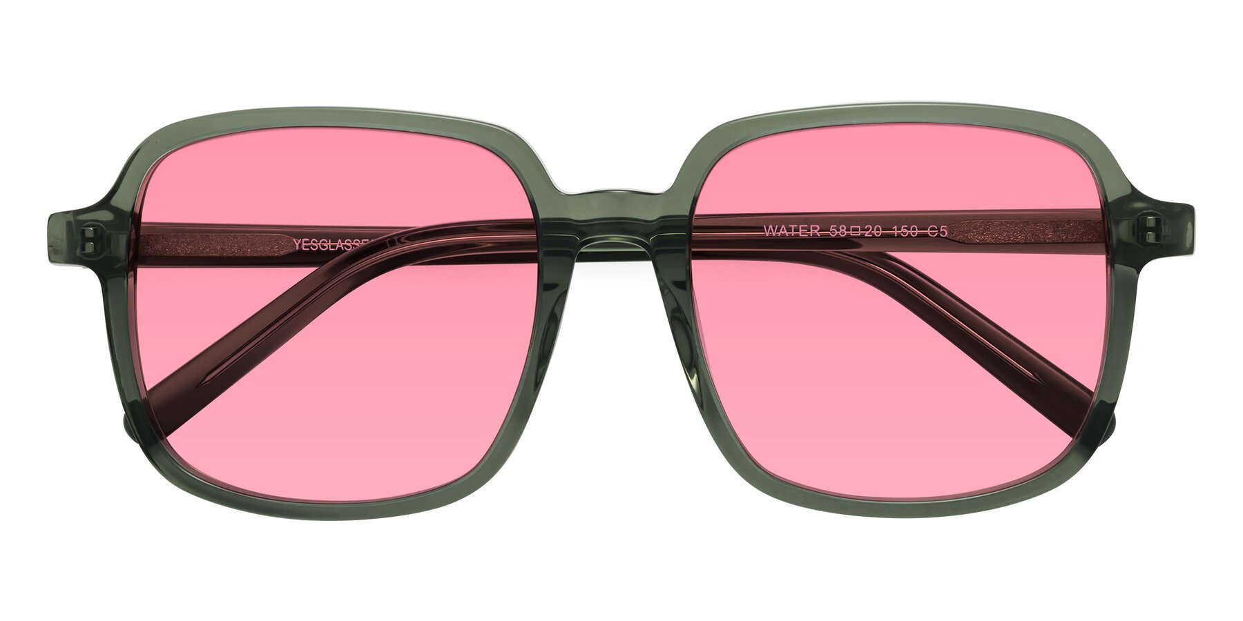 Folded Front of Water in Transparent Green with Pink Tinted Lenses