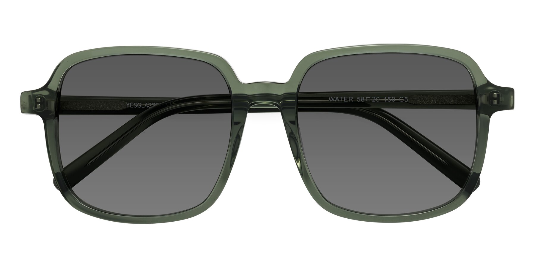 Folded Front of Water in Transparent Green with Medium Gray Tinted Lenses