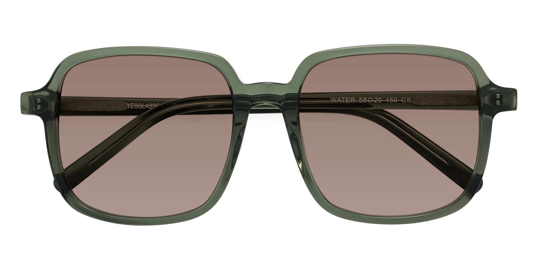 Folded Front of Water in Transparent Green with Medium Brown Tinted Lenses