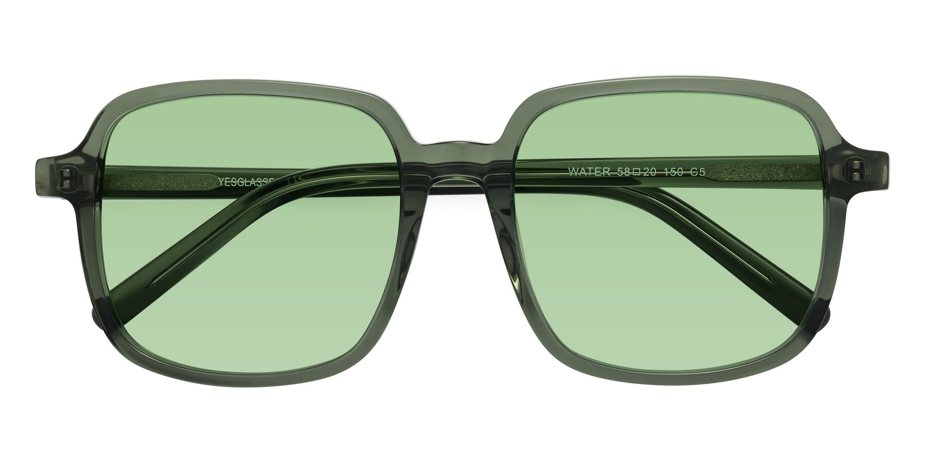 Folded Front of Water in Transparent Green with Medium Green Tinted Lenses