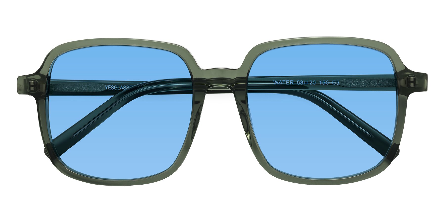 Folded Front of Water in Transparent Green with Medium Blue Tinted Lenses