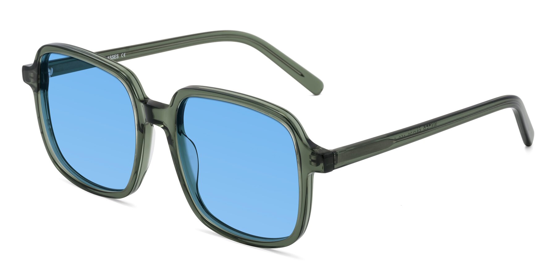 Angle of Water in Transparent Green with Medium Blue Tinted Lenses