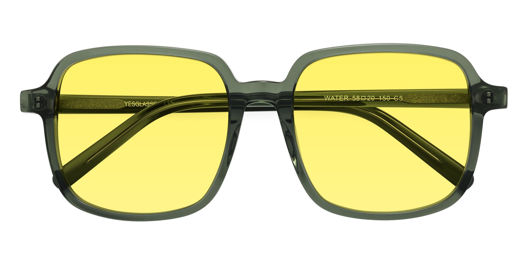 Folded Front of Water in Transparent Green with Medium Yellow Tinted Lenses