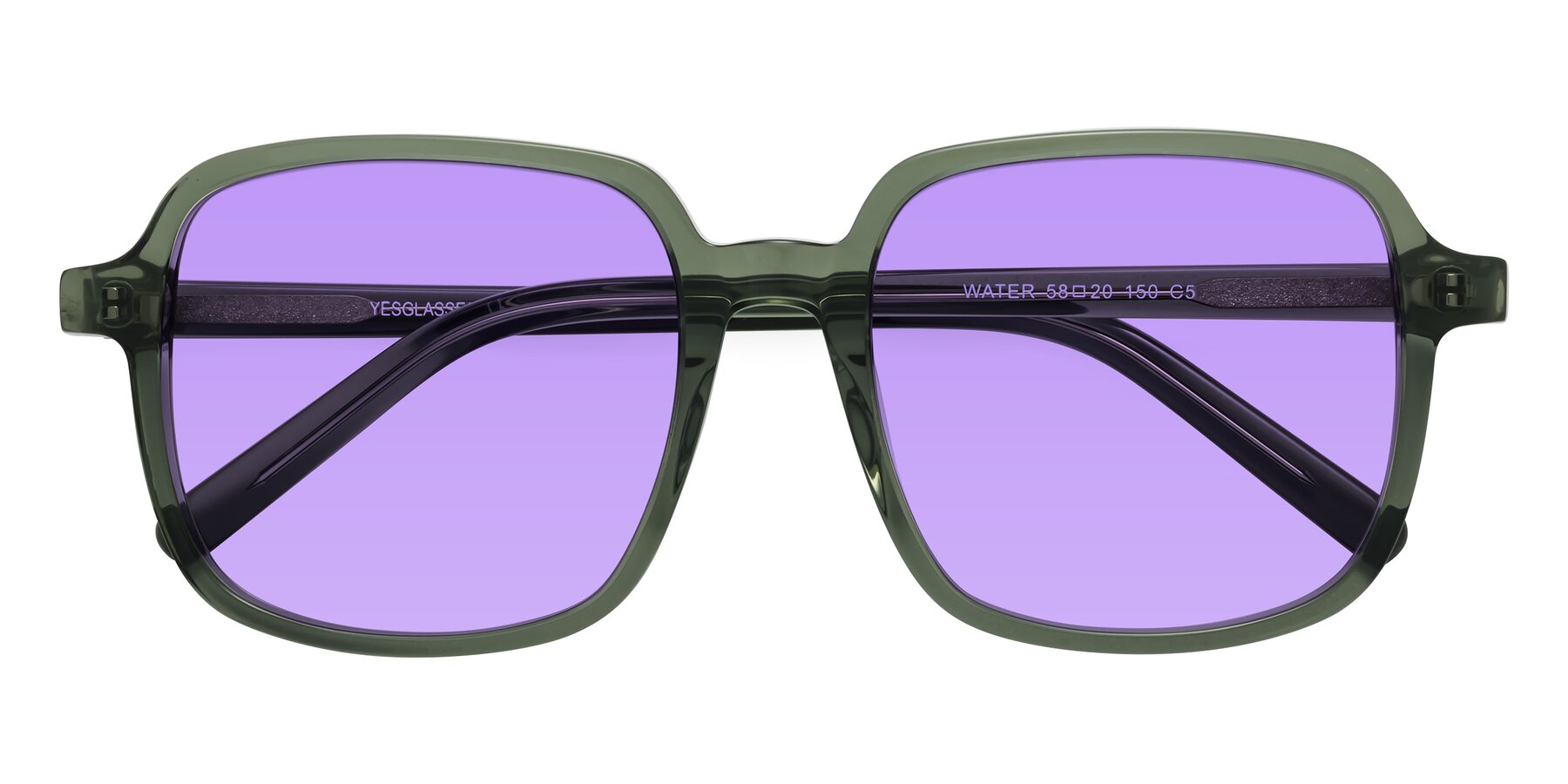 Folded Front of Water in Transparent Green with Medium Purple Tinted Lenses