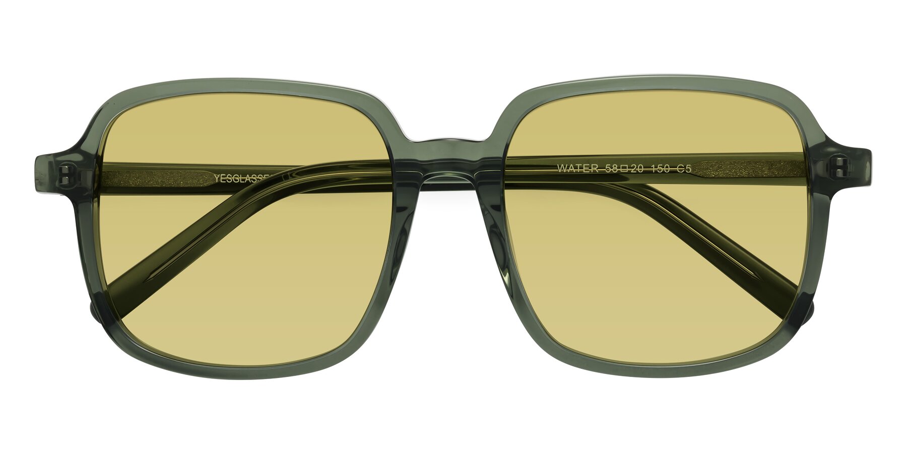 Folded Front of Water in Transparent Green with Medium Champagne Tinted Lenses