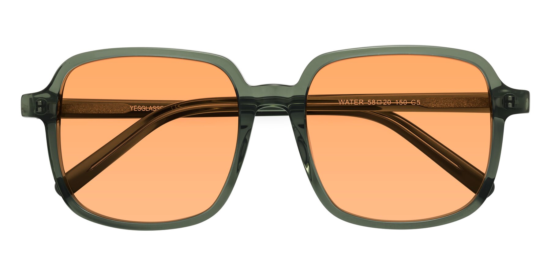 Folded Front of Water in Transparent Green with Medium Orange Tinted Lenses