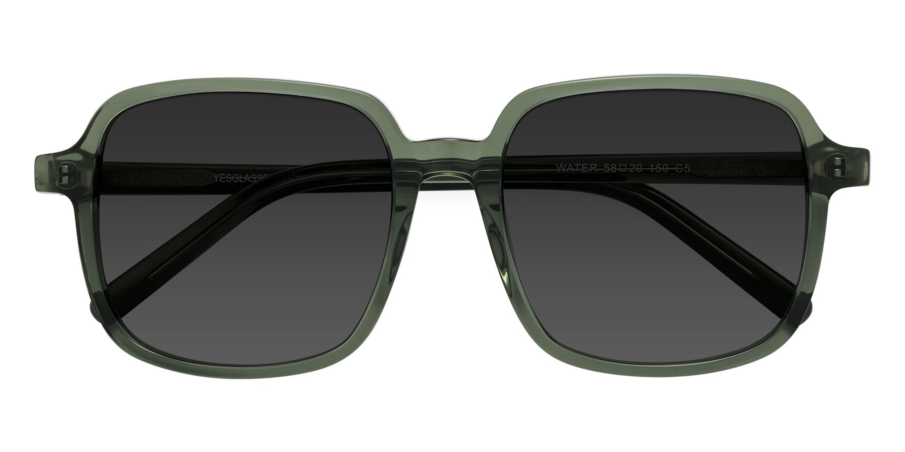 Folded Front of Water in Transparent Green with Gray Tinted Lenses