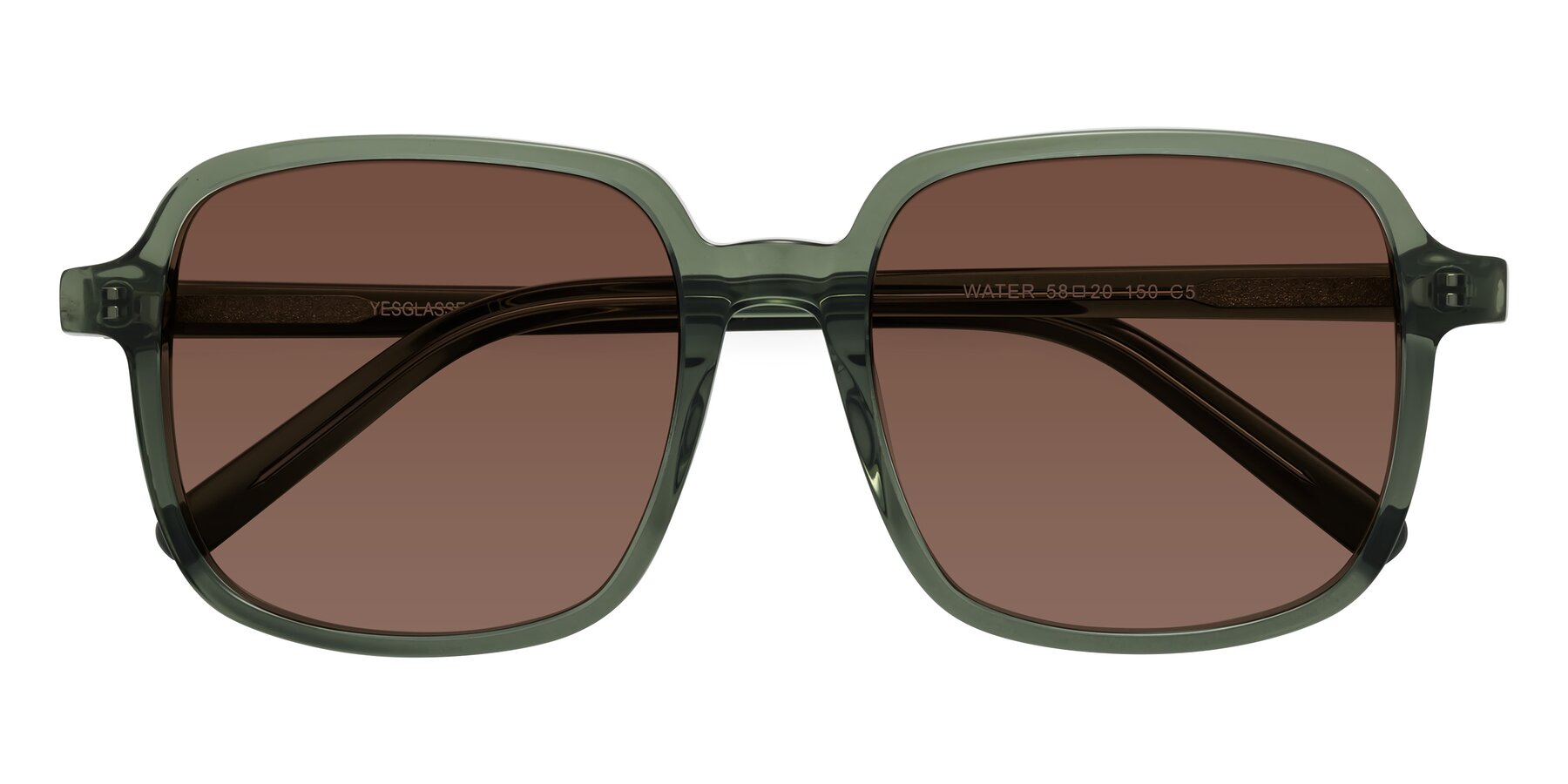 Folded Front of Water in Transparent Green with Brown Tinted Lenses