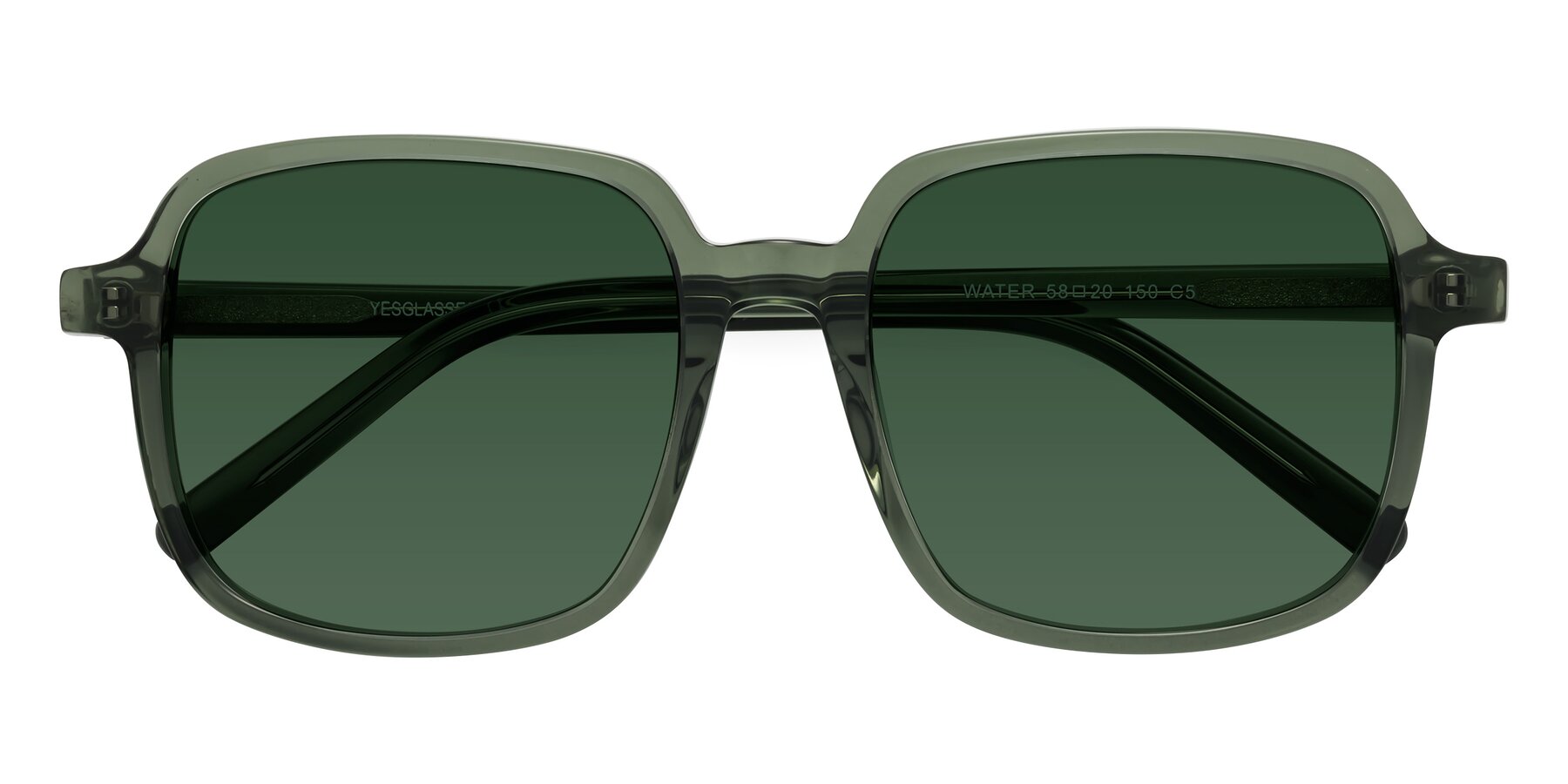 Folded Front of Water in Transparent Green with Green Tinted Lenses