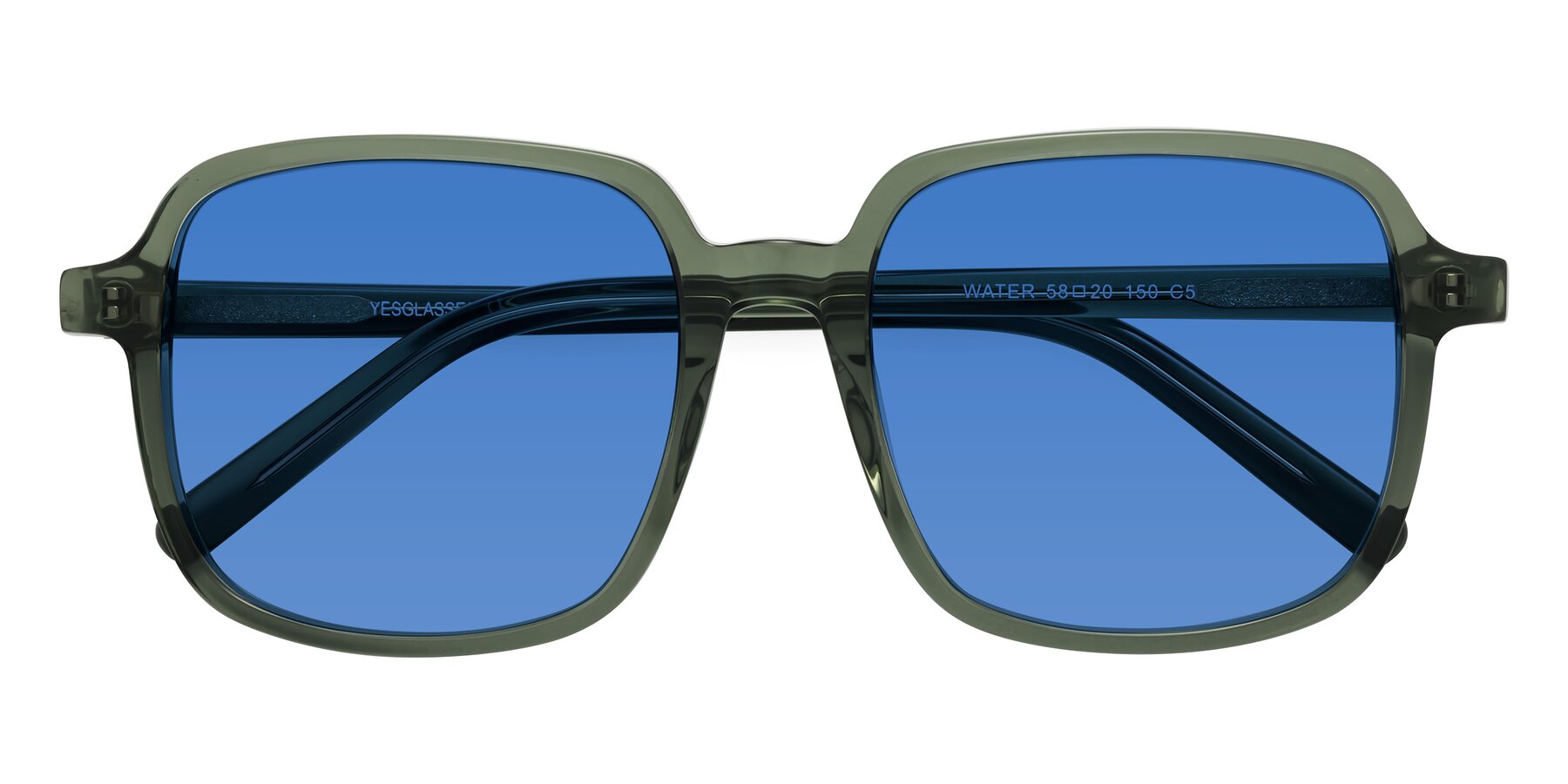 Folded Front of Water in Transparent Green with Blue Tinted Lenses