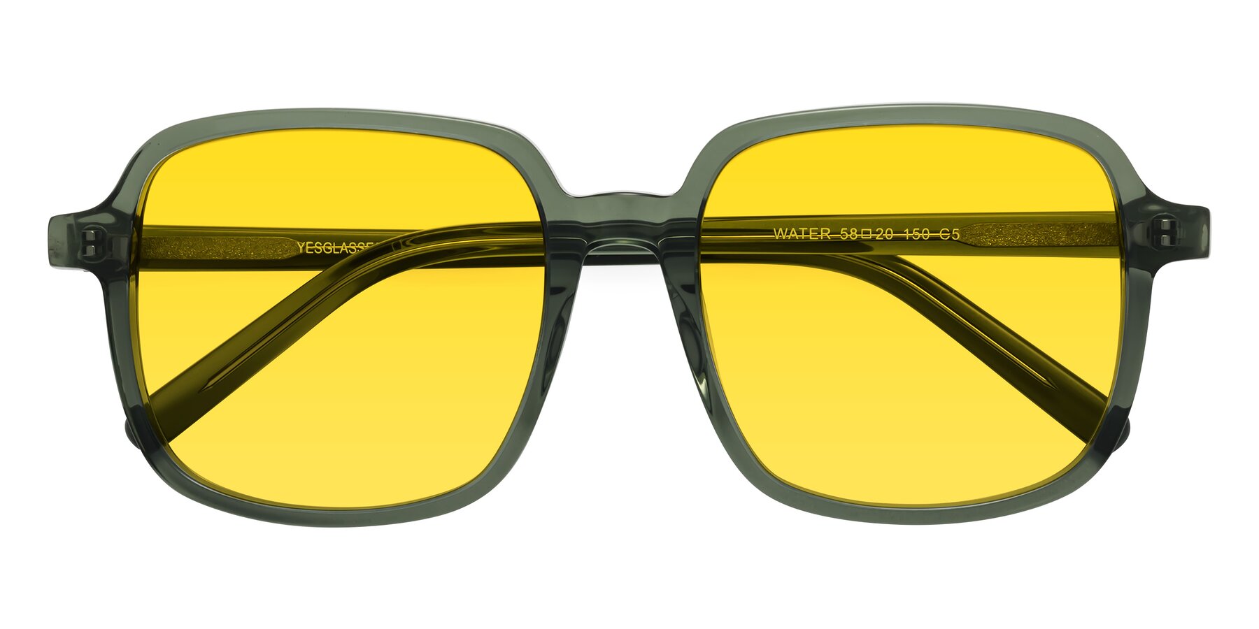 Folded Front of Water in Transparent Green with Yellow Tinted Lenses