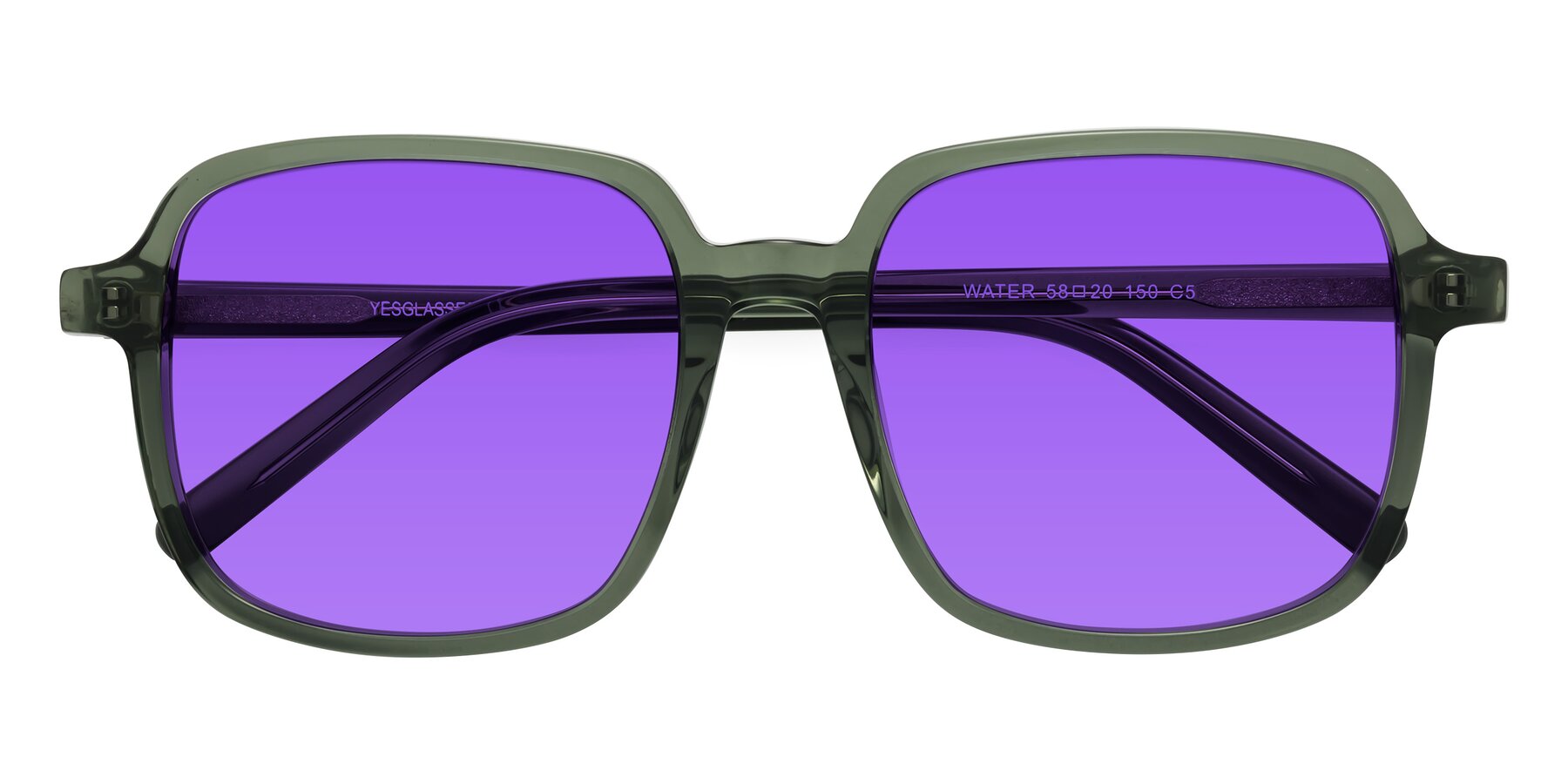 Folded Front of Water in Transparent Green with Purple Tinted Lenses