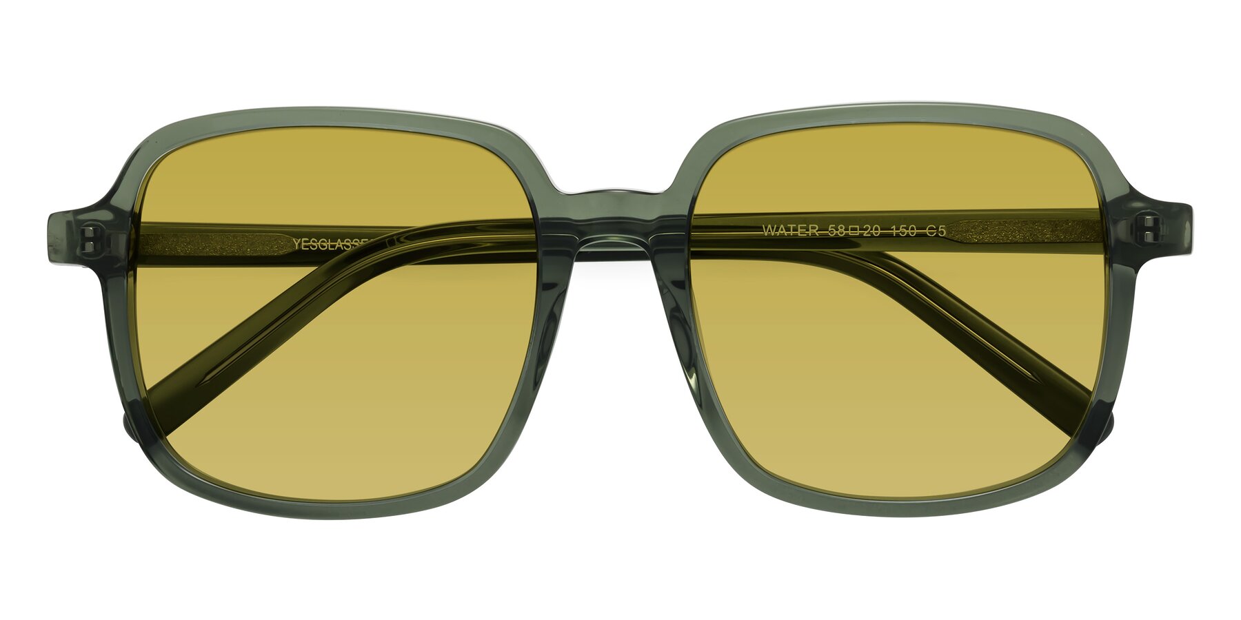 Folded Front of Water in Transparent Green with Champagne Tinted Lenses